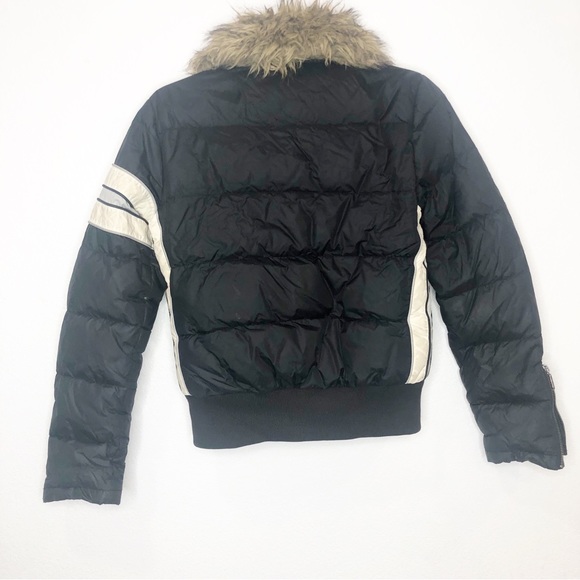 Juicy Couture Vintage Down Puffer Jacket Removable Fur Collar Coat Blue Small - Picture 3 of 15